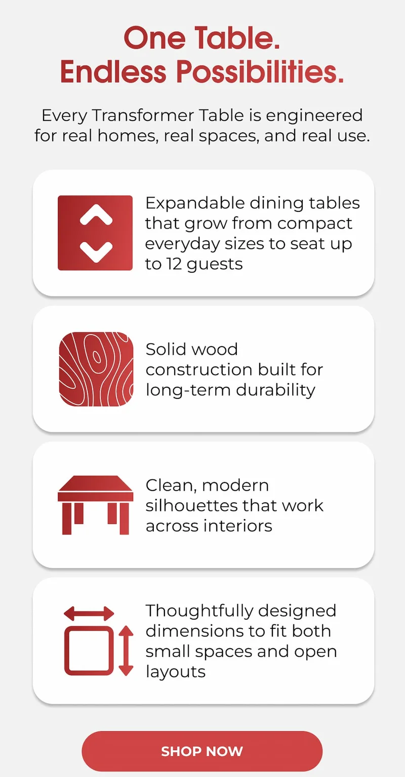 ONE TABLE. ENDLESS POSSIBILITIES