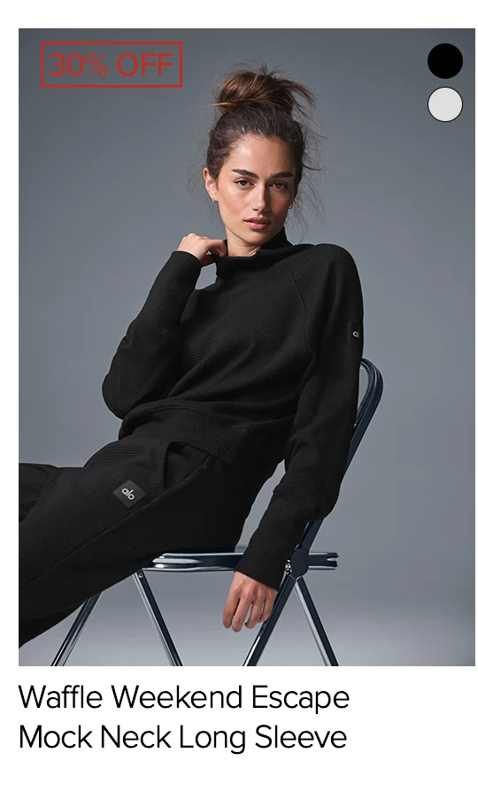 Waffle Weekend Escape Mock Neck Long Sleeve