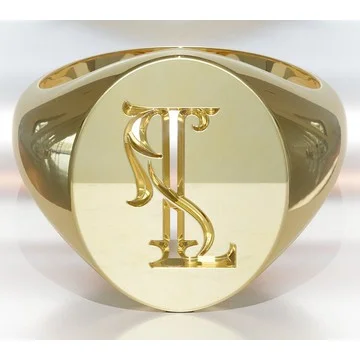 Heights Jewelers 14K Gold Plated Initial SignetRing