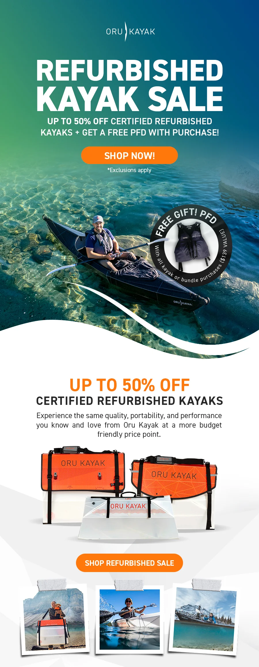 Certified Refurbished Kayak Sale: Save up to 50% off Kayaks!