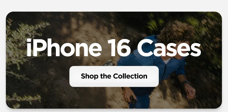 iPhone 16 Cases. Shop the Collection. Runner running on a trail outside.