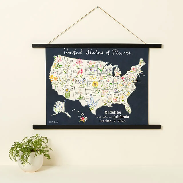 State Flowers Personalized Family Wall Art