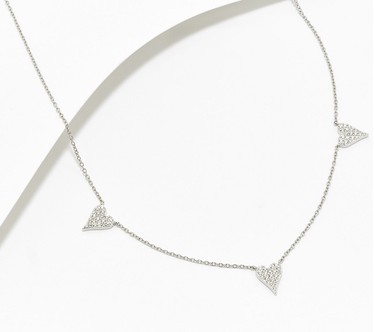 Diamonique x Jennifer Miller 3 Heart Station Necklace, Sterl