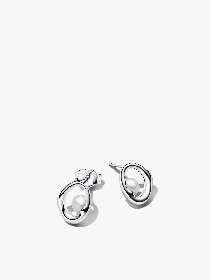 Organically Shaped Oval & Treated Freshwater Cultured Pearl Stud Earrings Organically Shaped Oval & Treated Freshwater Cultured Pearl Stud Earrings