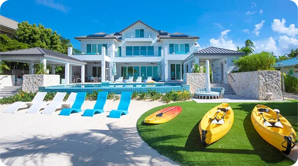 Indulge in beachfront bliss with panoramic ocean views from your private home on the beach.