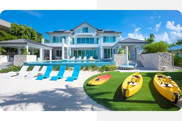 Indulge in beachfront bliss with panoramic ocean views from your private home on the beach.