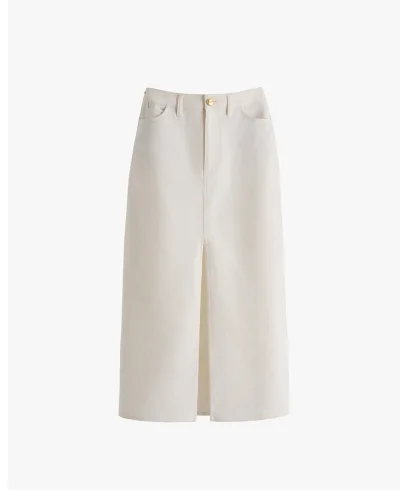 Front Slit Maxi Skirt Ecru