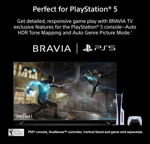 Perfect for Playstation® 5 | Get detailed, responsive game play with BRAVIA TV exclusive features for the PlayStation® 5 console-Auto HDR Tone Mapping and Auto Genre Picture Mode.¹   BRAVIA | PS5
