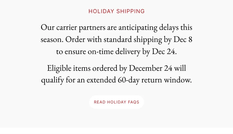 Holiday Shipping
