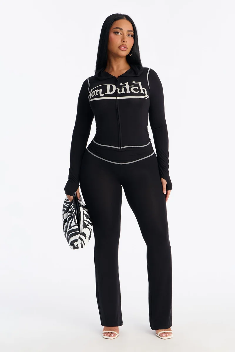Image of Von Dutch Keep It Cool Lounge Pant Set - Black