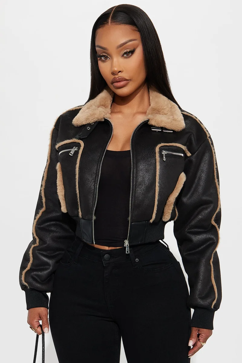 Image of Fair Games Cropped Jacket - Khaki/combo