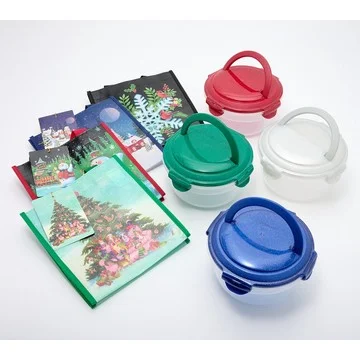 LocknLock Set of (4) 5-Cup Bowls w/ Holiday Bags & Hang Tags