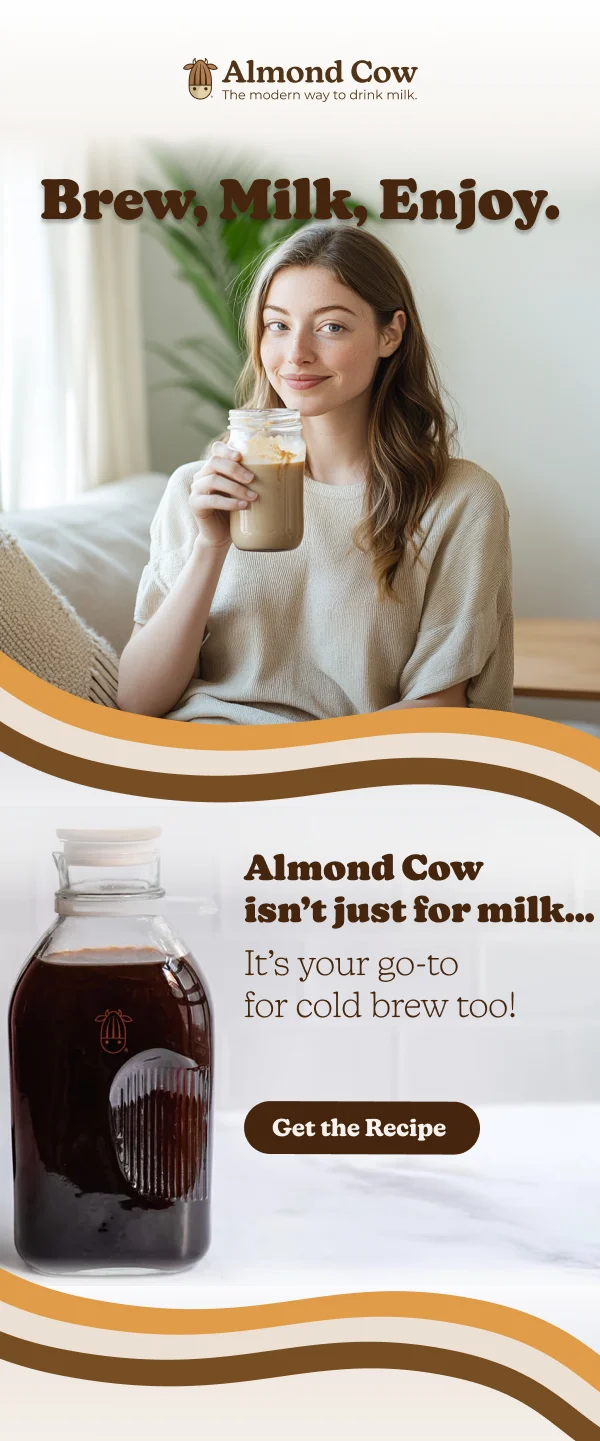Brew, Milk, Enjoy. Almond Cow isn't just for milk... It's your go-to for cold brew too! Get the Recipe