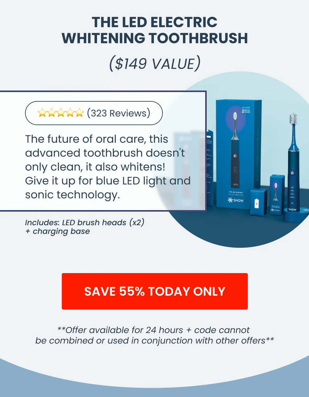 LED ELECTRIC WHITENING TOOTHBRUSH [SAVE 55% TODAY ONLY]
