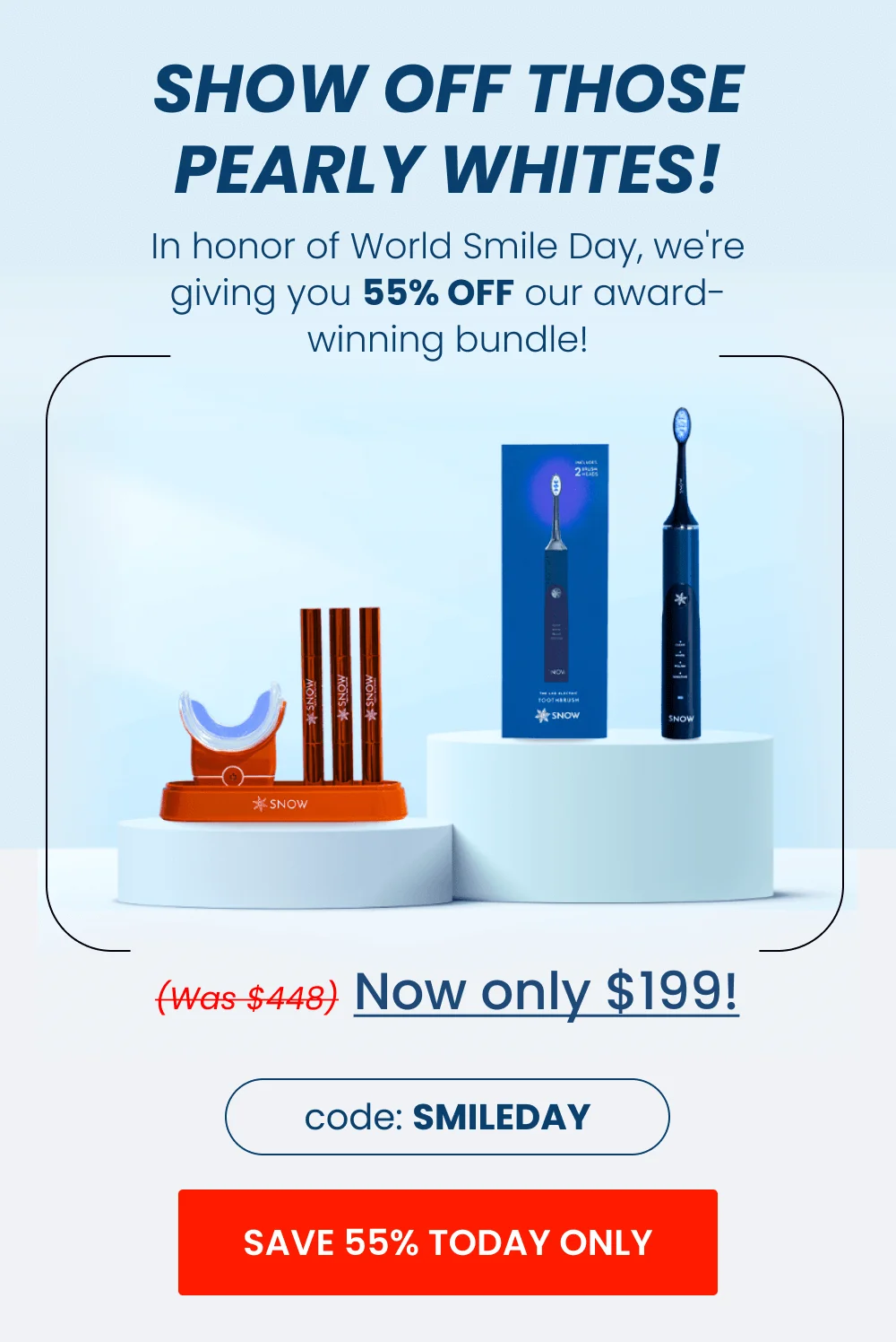 Wireless Whitening Kit & Electric Toothbrush Bundle [SAVE 55% TODAY ONLY]