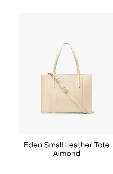 Eden Small Leather Tote Almond