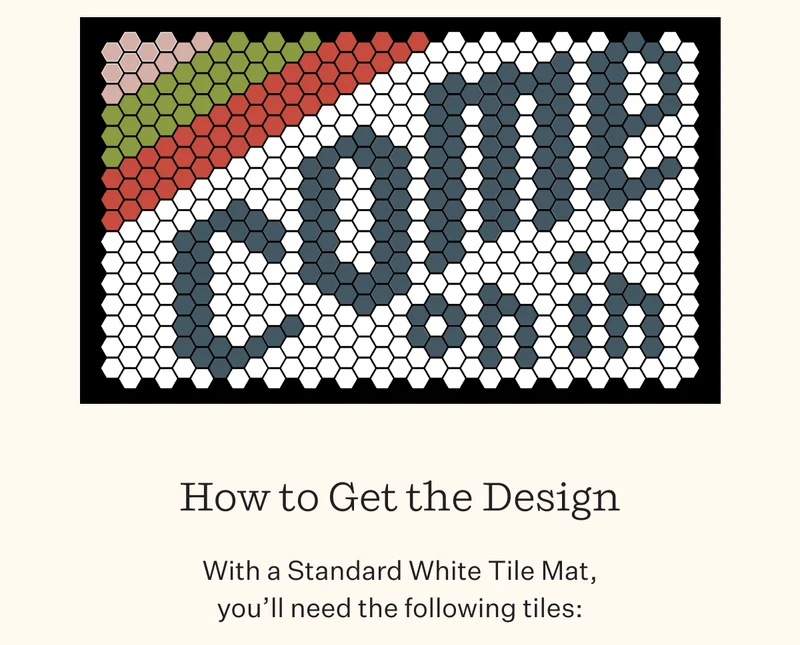 How to Get the Design  | With a Standard White Tile Mat, you’ll need the following tiles: