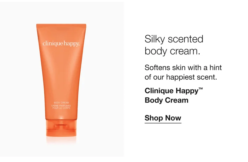 Silky scented body cream. | Softens skin with a hint of our happiest scent. | Clinique Happy™ Body Cream | Shop Now