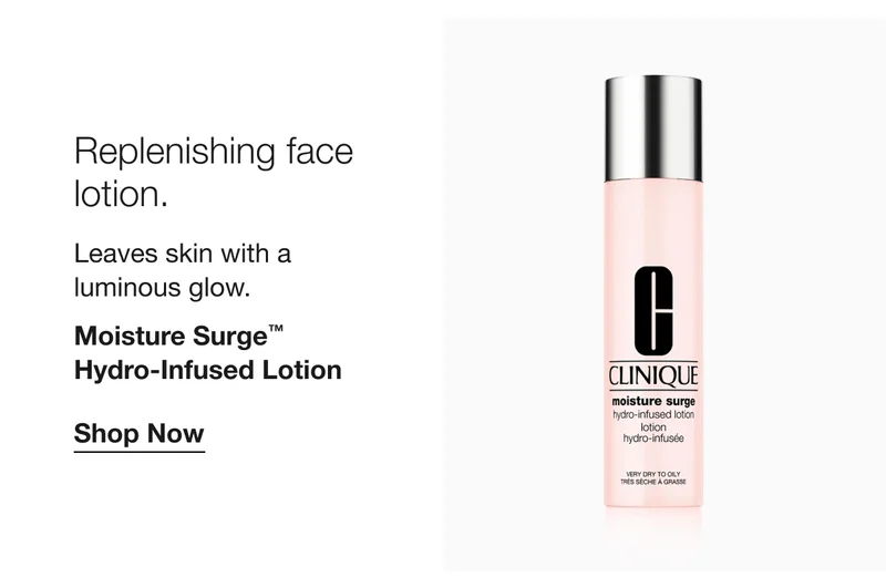 Replenishing face lotion. | Leaves skin with a luminous glow. | Moisture Surge™ Hydro-Infused Lotion | Shop Now