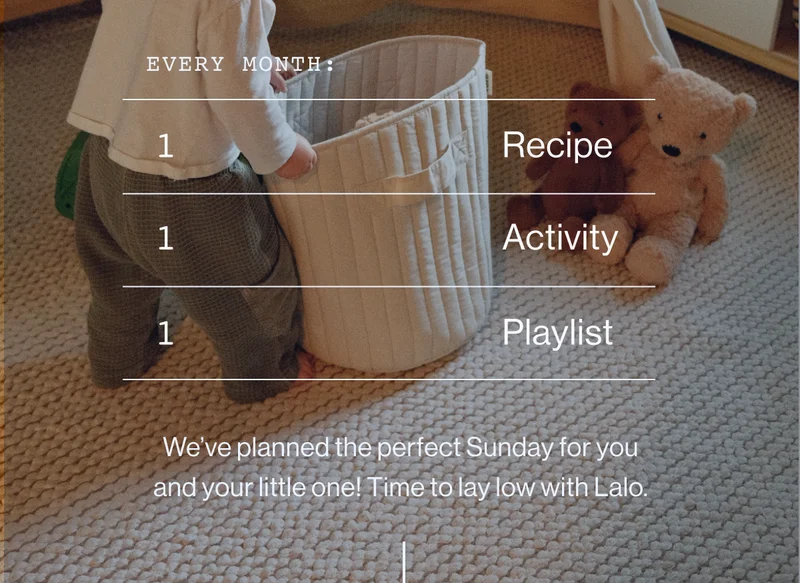 every month: 1 Recipe, 1 Activity, 1 Playlist.