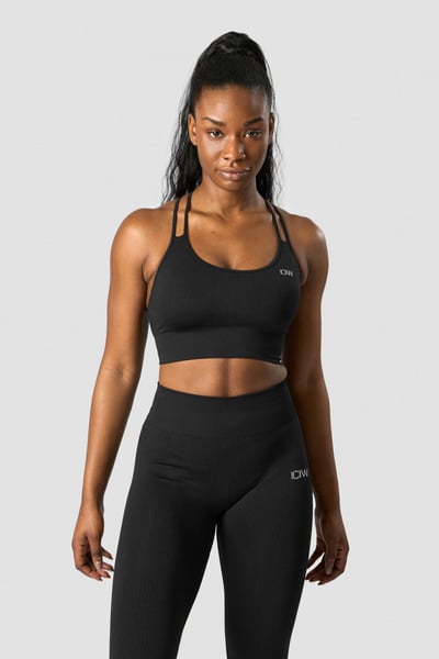 Image of Ribbed Define Seamless Sports Bra Black