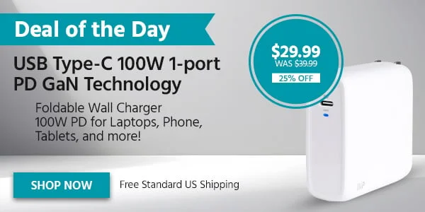 DEAL OF THE DAY USB Type-C With GaN Technology Foldable Wall Charger