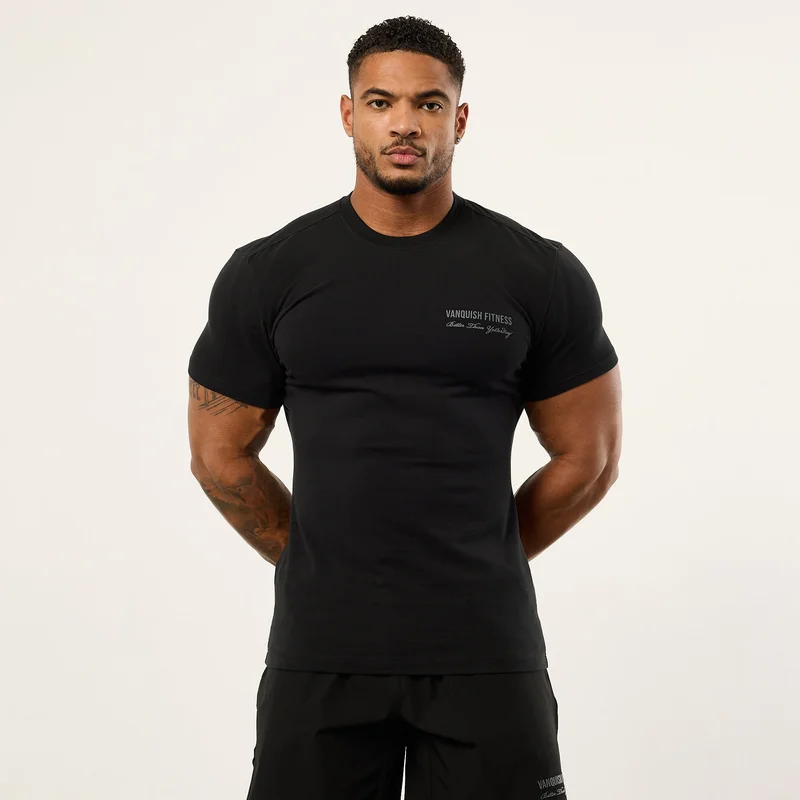 Image of Vanquish Black Signature Fitted T Shirt