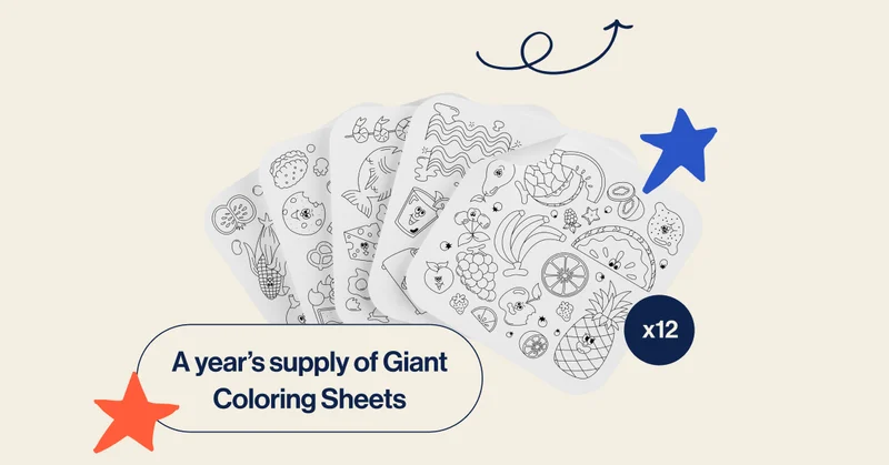 A year’s supply of Giant Coloring Sheets (12 packs, $335 value)