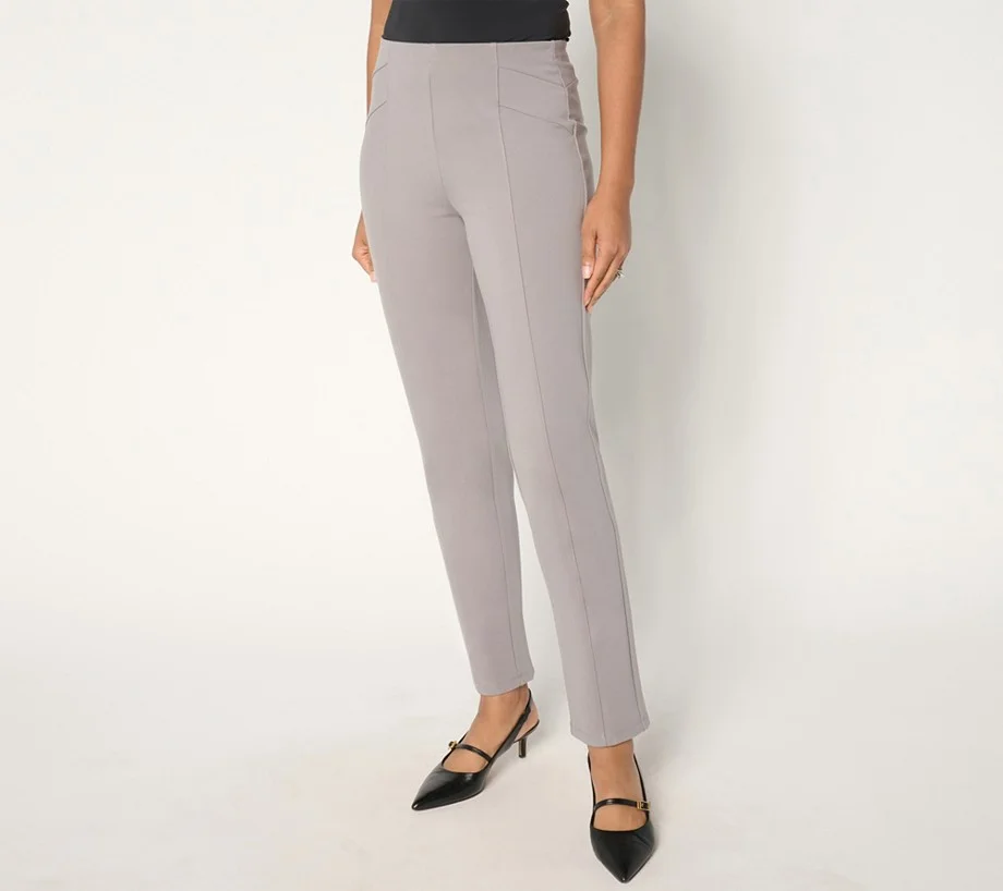 Susan Graver Regular Ponte Knit Pull-On Pants w/ Seam Detail