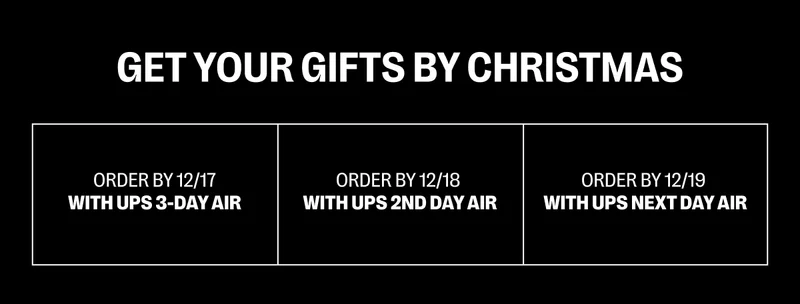 Get your gifts by Christmas!