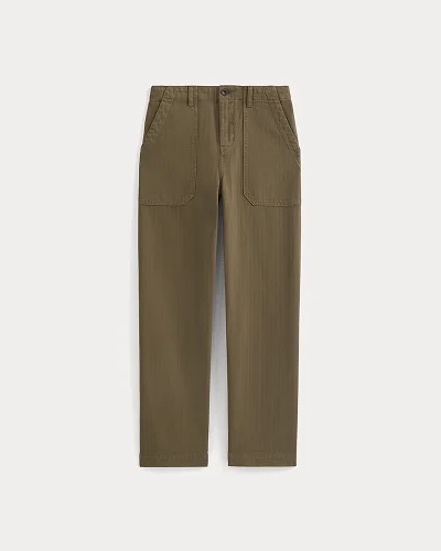 Image | Relaxed Herringbone Fatigue Pants | Beech