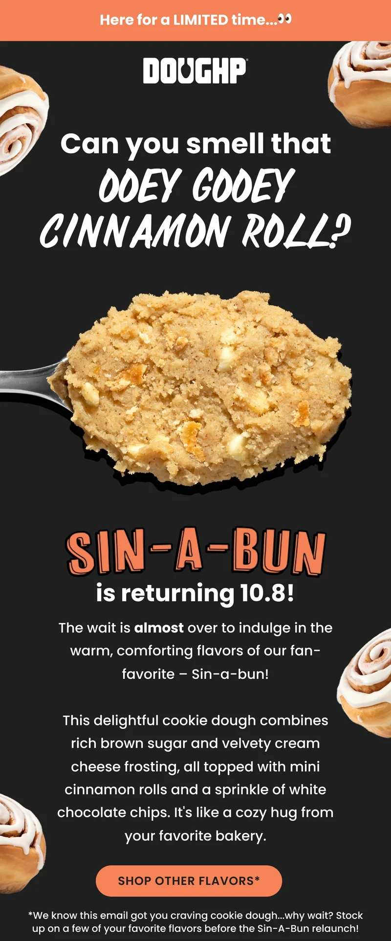 Sin-A-Bun is coming soon - cinnamon roll edible cookie dough