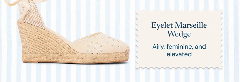 Eyelet Marseille Wedge — airy, feminine, and elevated