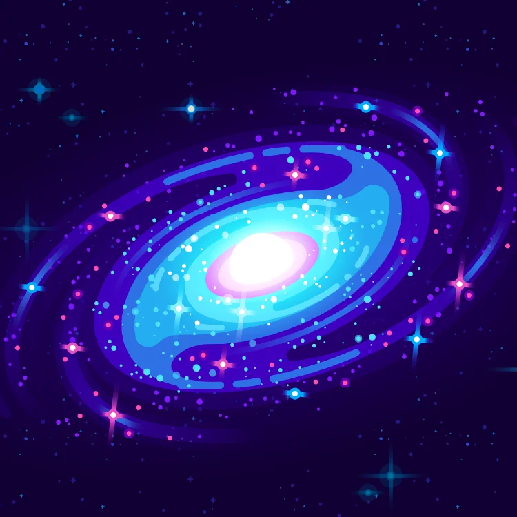 A sparkling illustration of a galaxy with a black hole at its center