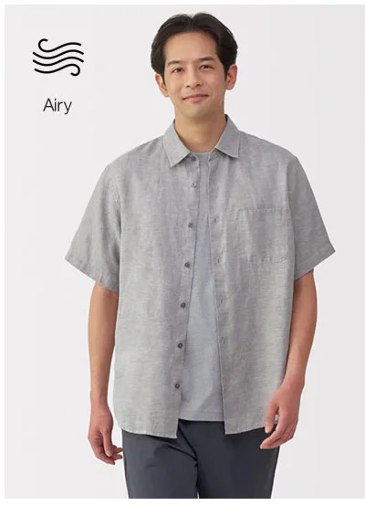 Shop Men's Washed Linen Short Sleeve Shirt