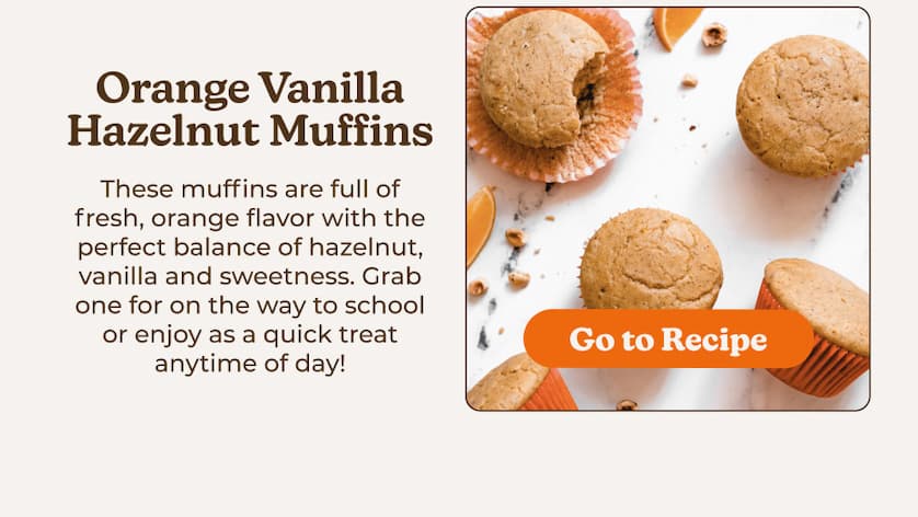 Get Orange Vanilla Hazelnut Muffins Recipe