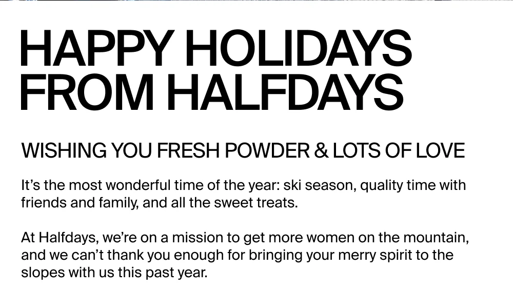 Happy Holidays from Halfdays
