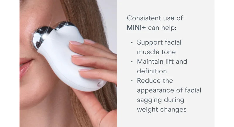 Consistent use of MINI+ can help: Support facial muscle tone. Maintain lift and definition. Reduce the appearance of facial sagging during weight changes.