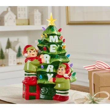 Mr. Christmas 12" Ceramic Tree & Climbing Character