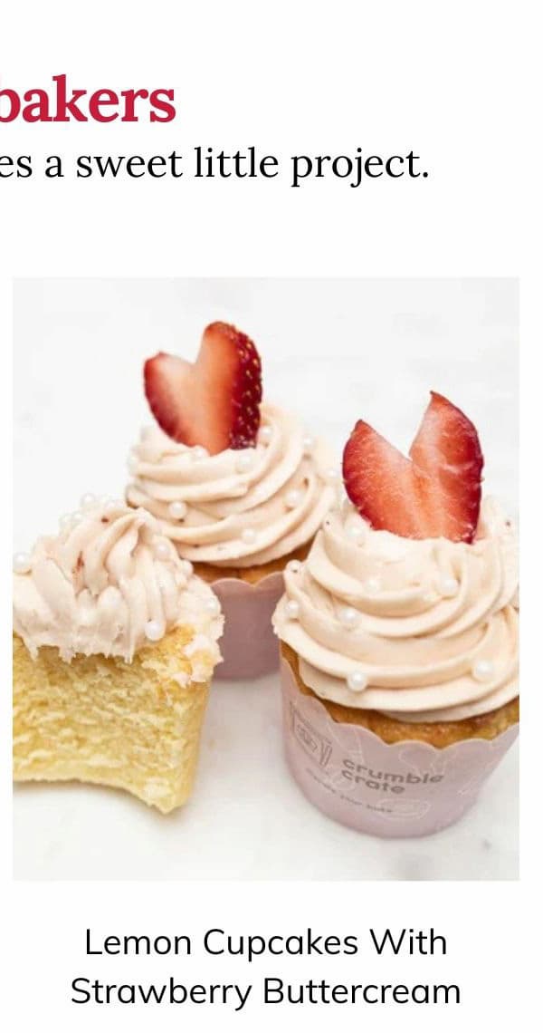 Lemon Cupcakes With Strawberry Buttercream - DIY Baking Kit by CrumbleCrate