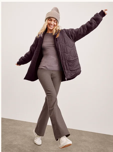 2-Way Quilted Jacket in Eggplant