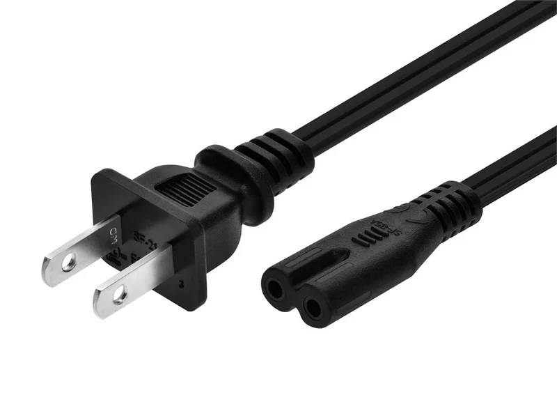 Power Cord - Non-Polarized NEMA 1-15P to Non-Polarized discount code, 18AWG, 7A/125V, SPT‑2, 3ft, Black