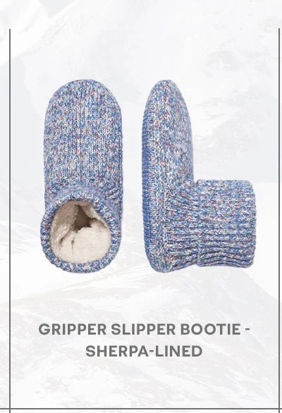 WOMEN'S GRIPPER SLIPPER BOOTIE - SHERPA-LINED