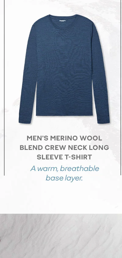 MEN'S MERINO WOOL BLEND CREW NECK LONG SLEEVE T-SHIRT | A warm, breathable base layer.