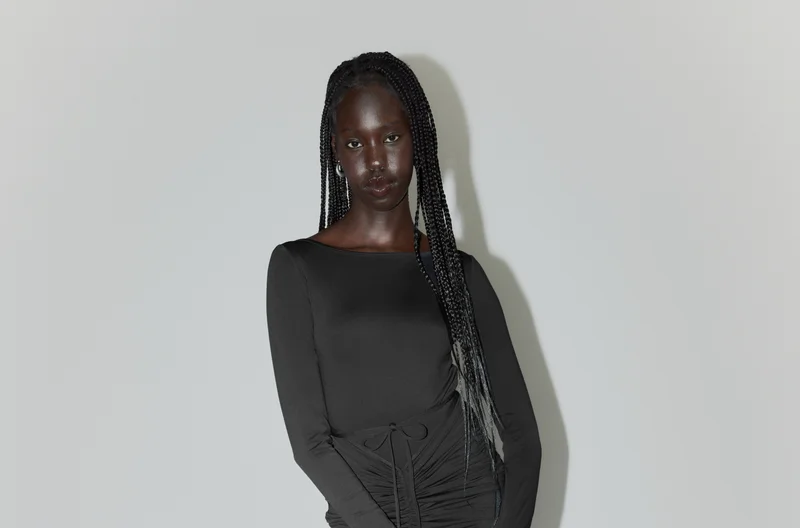 Black Andi Ruched Midi Dress