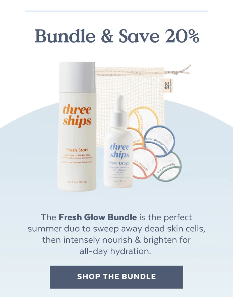 Bundle & Save 20% | The Fresh Glow Bundle is the perfect summer duo to sweep away dead skin cells, then intensely nourish & brighten for all-day hydration. [SHOP THE BUNDLE]