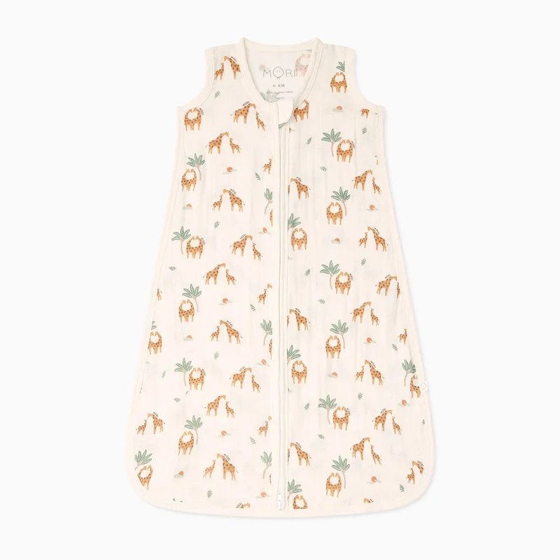 Image of Giraffe Print Muslin Front Opening Sleep Sack 0.5 TOG