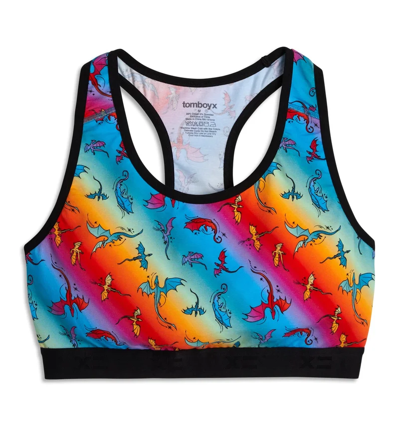 Image of Racerback Soft Bra - Pride Rainbow Dragon
