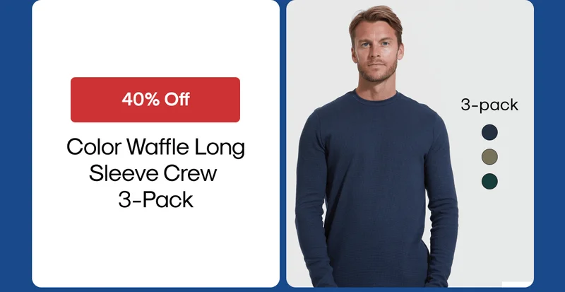 Color Waffle Long Sleeve Crew 3-Pack