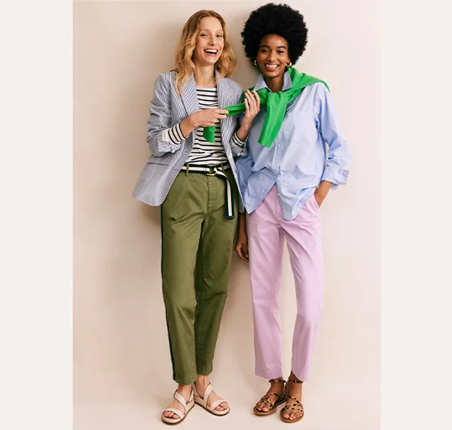 Barnsbury Chino Trousers - Khaki Navy Side Stripe